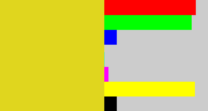 Hex color #e0d61e - piss yellow