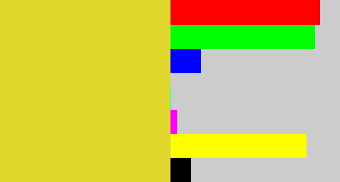 Hex color #e0d82d - sickly yellow