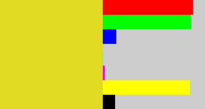 Hex color #e0db21 - piss yellow