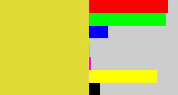 Hex color #e0db36 - sickly yellow