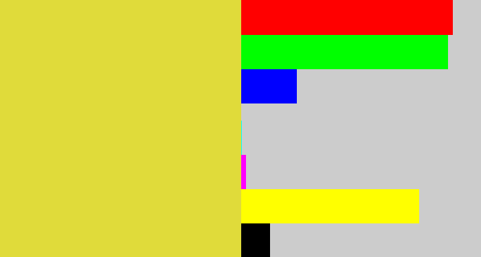 Hex color #e0db3a - sickly yellow