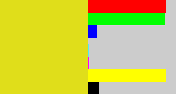 Hex color #e0de1a - piss yellow