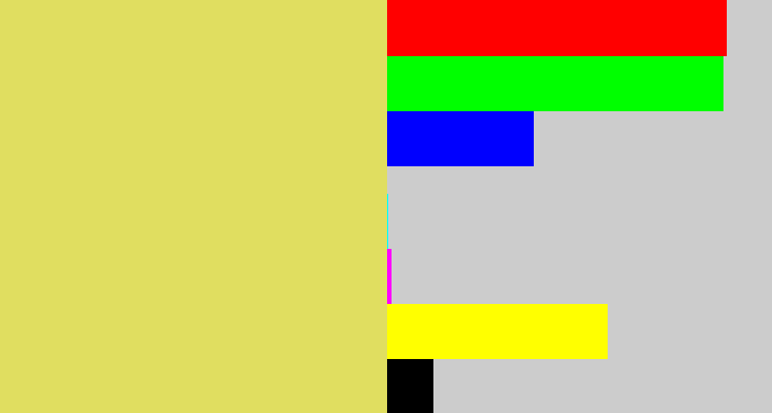 Hex color #e0de60 - dull yellow