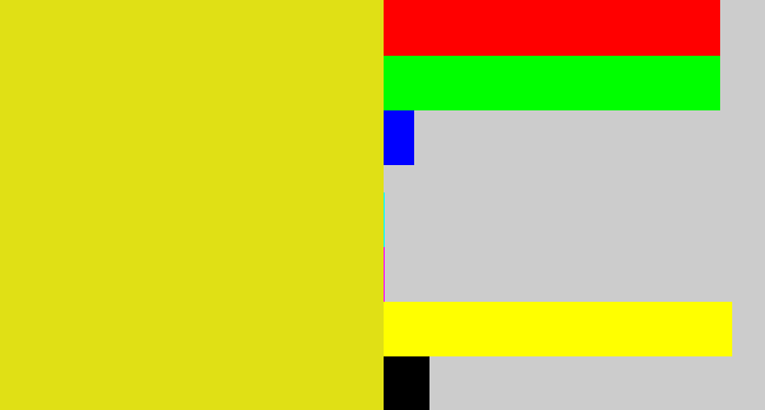Hex color #e0e015 - piss yellow
