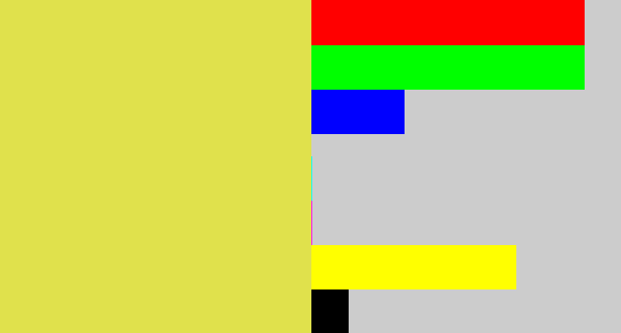 Hex color #e0e14c - dull yellow
