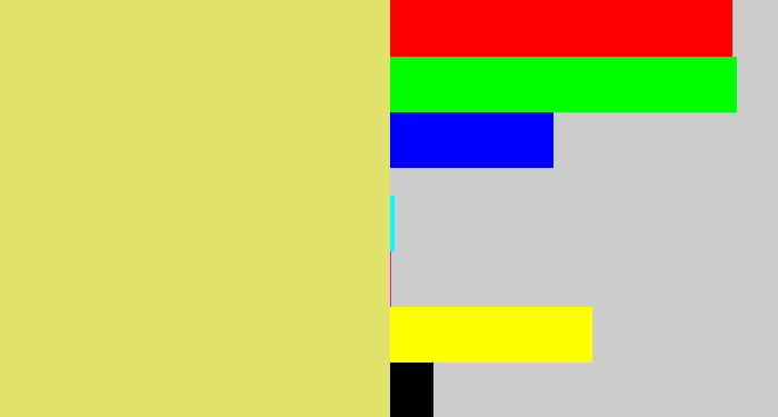 Hex color #e0e26c - dull yellow