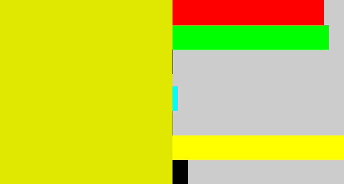 Hex color #e0e801 - greenish yellow