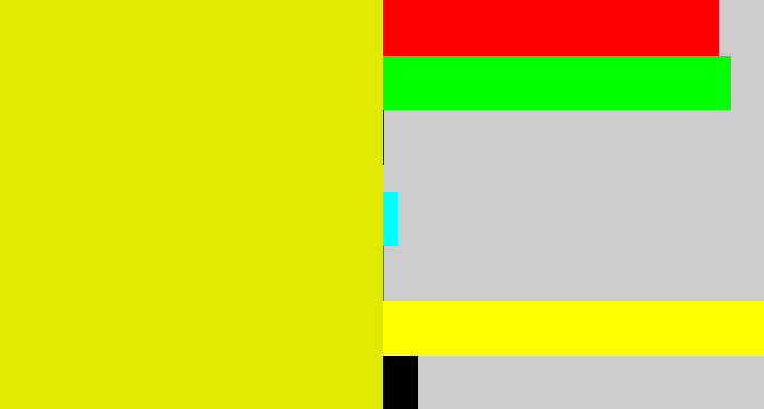 Hex color #e0e901 - greenish yellow