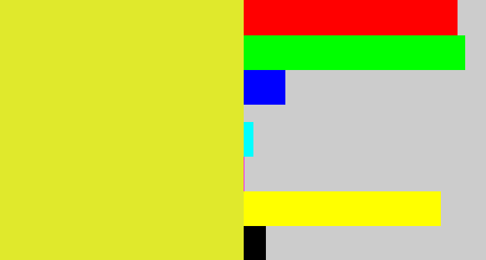 Hex color #e0e92c - sickly yellow