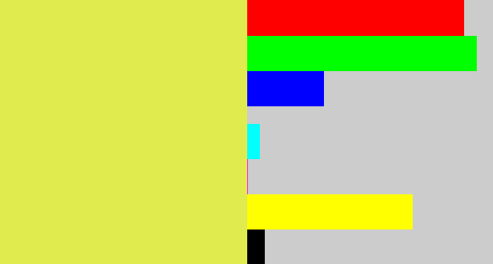 Hex color #e0ec4e - off yellow