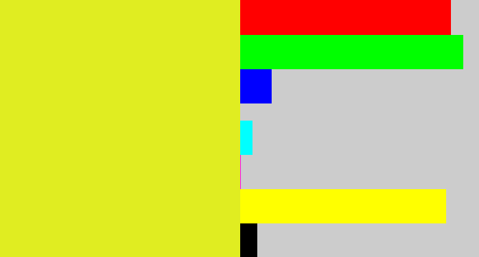 Hex color #e0ed21 - sickly yellow