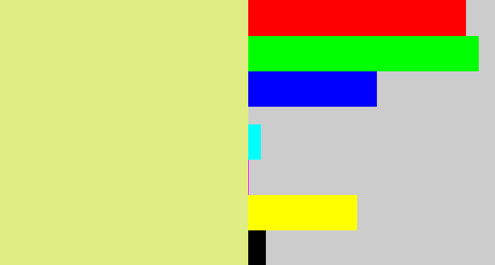 Hex color #e0ed84 - light yellow green