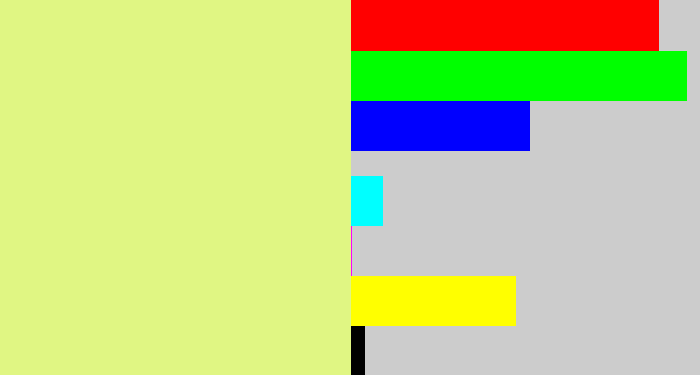 Hex color #e0f683 - light yellow green