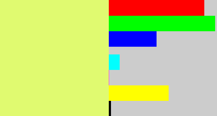 Hex color #e0fa70 - light yellow green