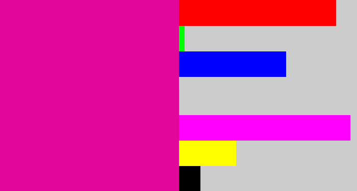 Hex color #e10899 - neon pink
