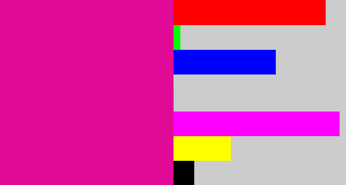 Hex color #e10a97 - neon pink