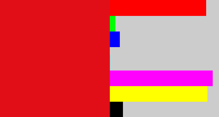 Hex color #e10e18 - red