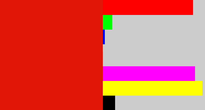 Hex color #e11606 - red