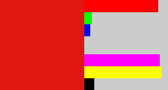 Hex color #e11612 - red