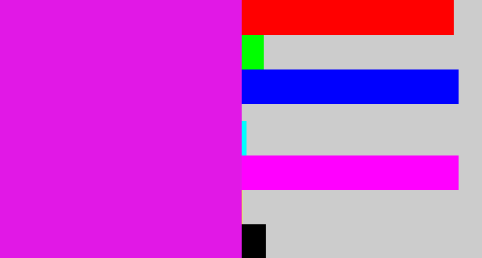 Hex color #e118e6 - pink/purple