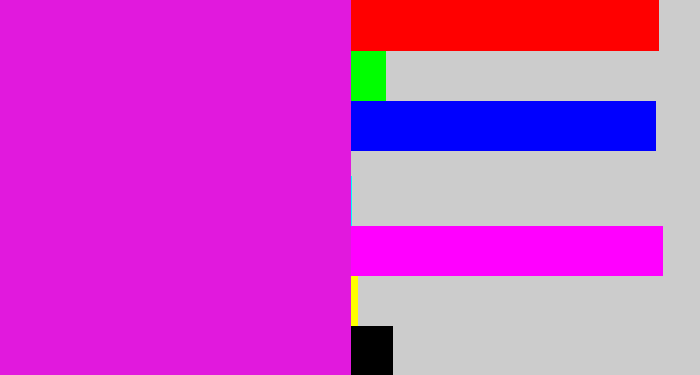 Hex color #e119dd - purple/pink