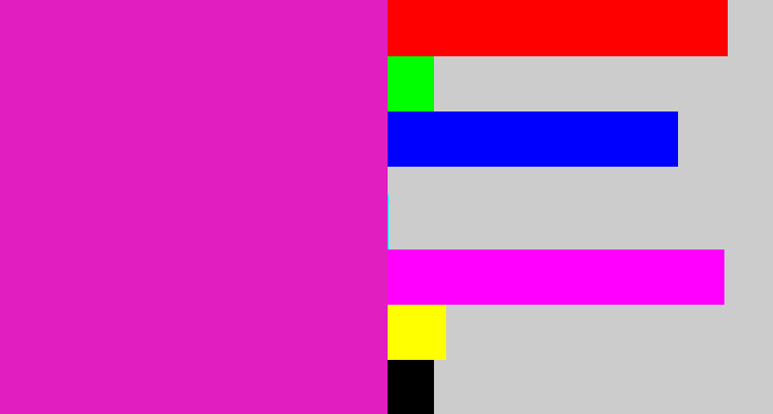 Hex color #e11ec0 - purple/pink