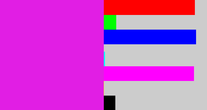 Hex color #e11ee4 - purple/pink
