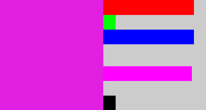 Hex color #e11fe1 - purple/pink