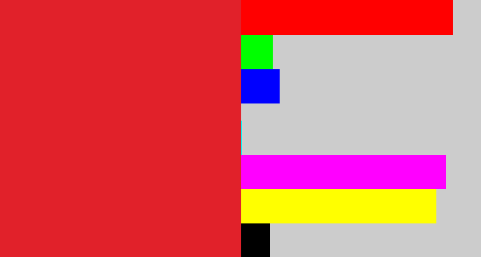 Hex color #e1212a - tomato