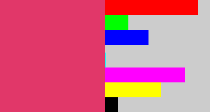 Hex color #e13769 - dark pink