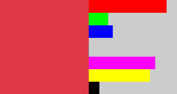 Hex color #e13845 - faded red