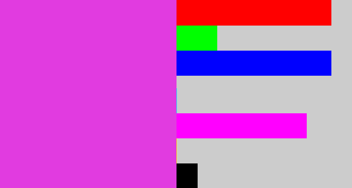 Hex color #e13be0 - purple pink