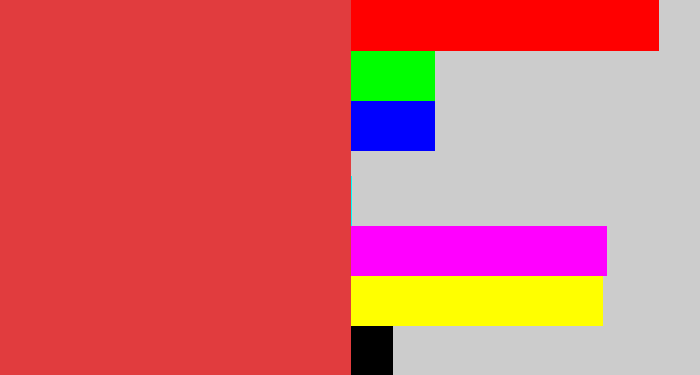 Hex color #e13c3e - faded red