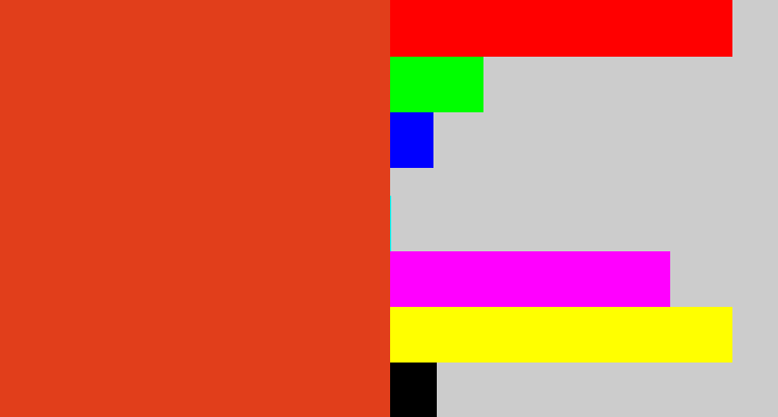 Hex color #e13e1b - tomato