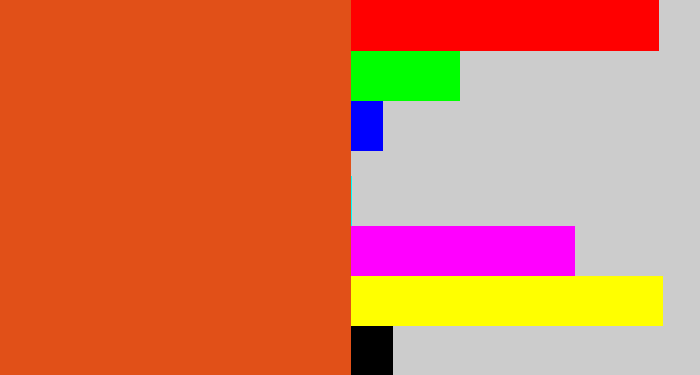 Hex color #e15018 - deep orange