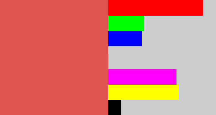 Hex color #e1534f - pale red