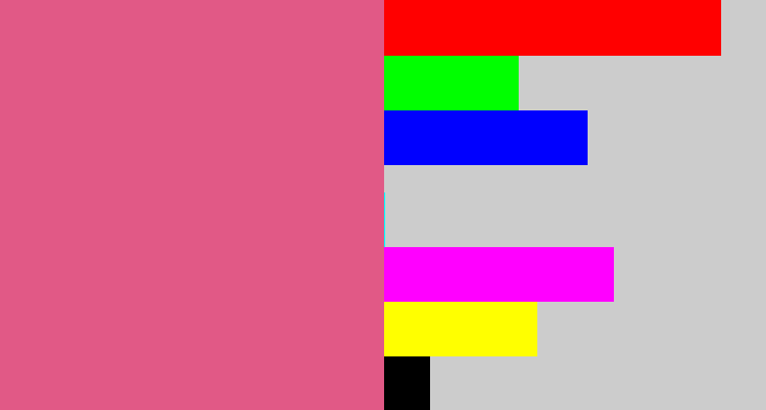 Hex color #e15986 - darkish pink