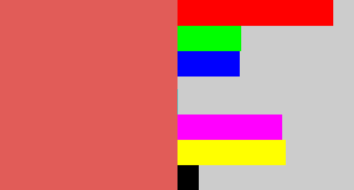 Hex color #e15c58 - pastel red