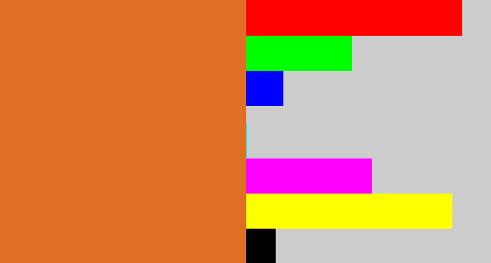Hex color #e16e25 - brownish orange