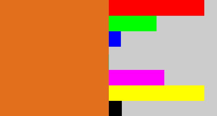 Hex color #e16f1b - brownish orange