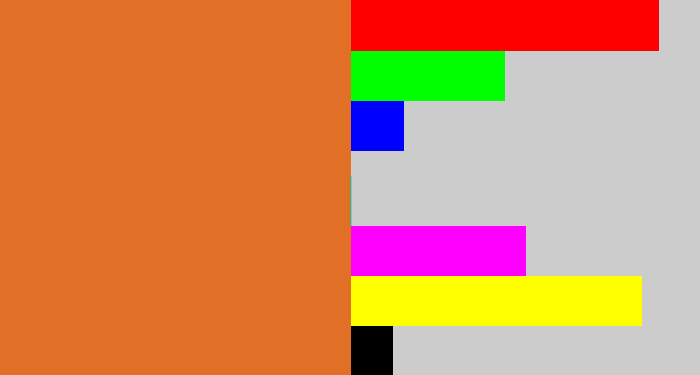 Hex color #e17026 - brownish orange