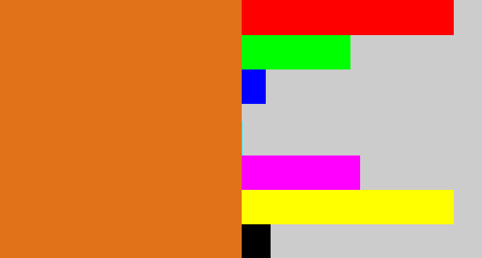 Hex color #e1721a - brownish orange