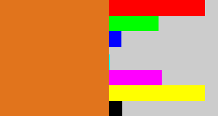 Hex color #e1741c - brownish orange