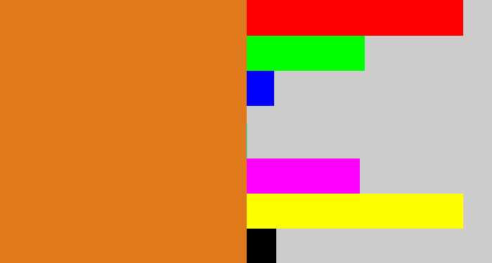 Hex color #e17a1b - brownish orange