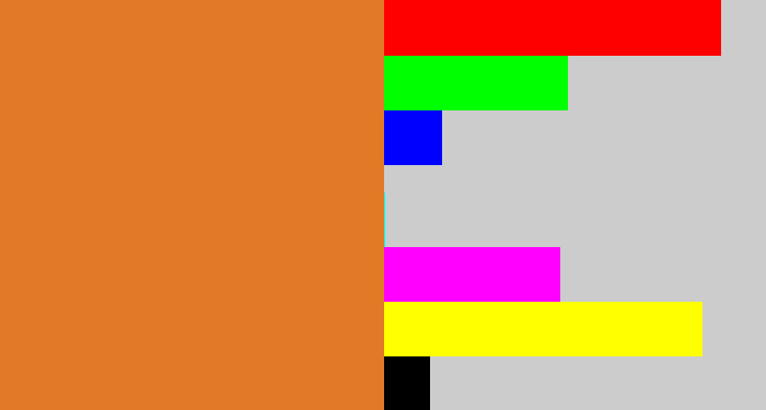 Hex color #e17a26 - brownish orange
