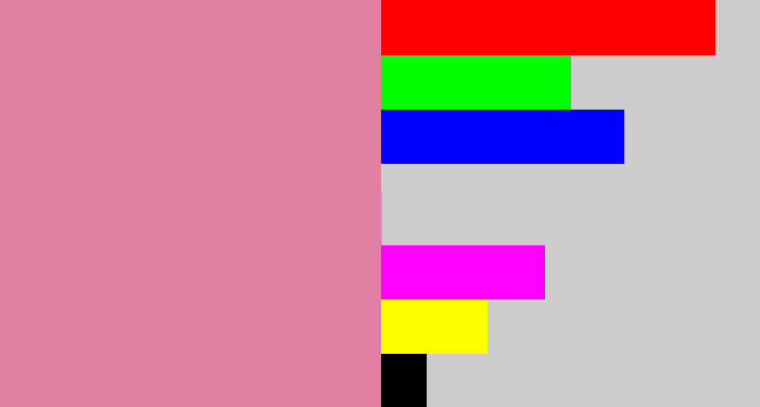 Hex color #e180a3 - dull pink