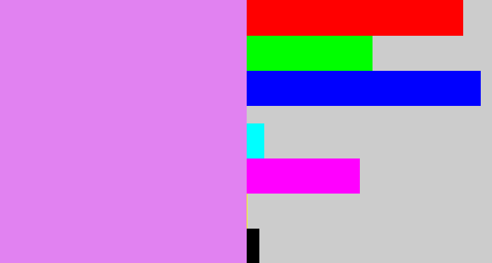 Hex color #e182f1 - purply pink