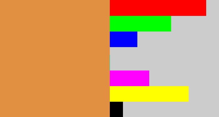 Hex color #e18f40 - dull orange