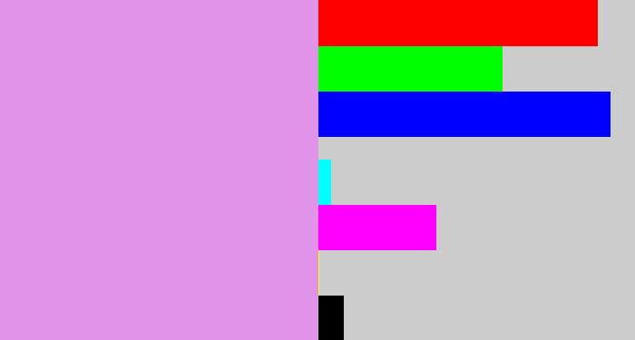 Hex color #e193ea - lavender pink