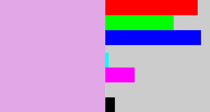 Hex color #e1a7e7 - light violet